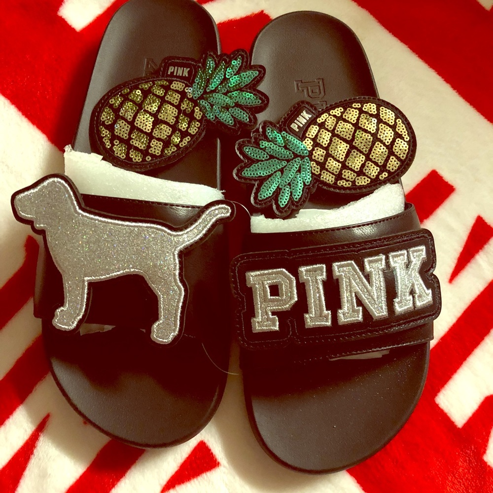 NEW Victoria Secret PINK Cross Over Slides